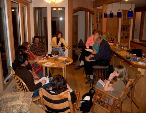 The Fair Share Farm core group deliberates, in Missouri, USA. Photo courtesy of Fair Share Farm